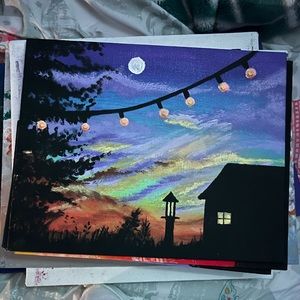 Selling pretty painting sunset silhouette